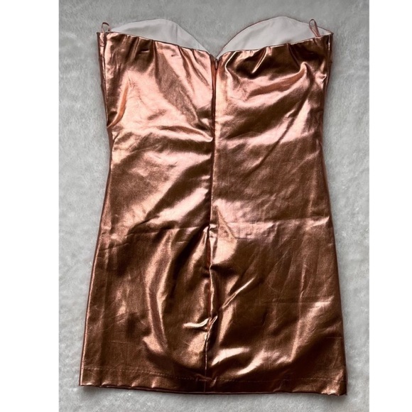 New ZARA Strapless Faux Leather Dress Metallic Corset mini dress - Picture 15 of 16